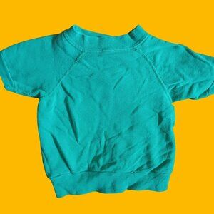 3T Vintage Sweat Shirt Boys Girls 1960's Cotton Teal Green Short-Sleeve T-shirt